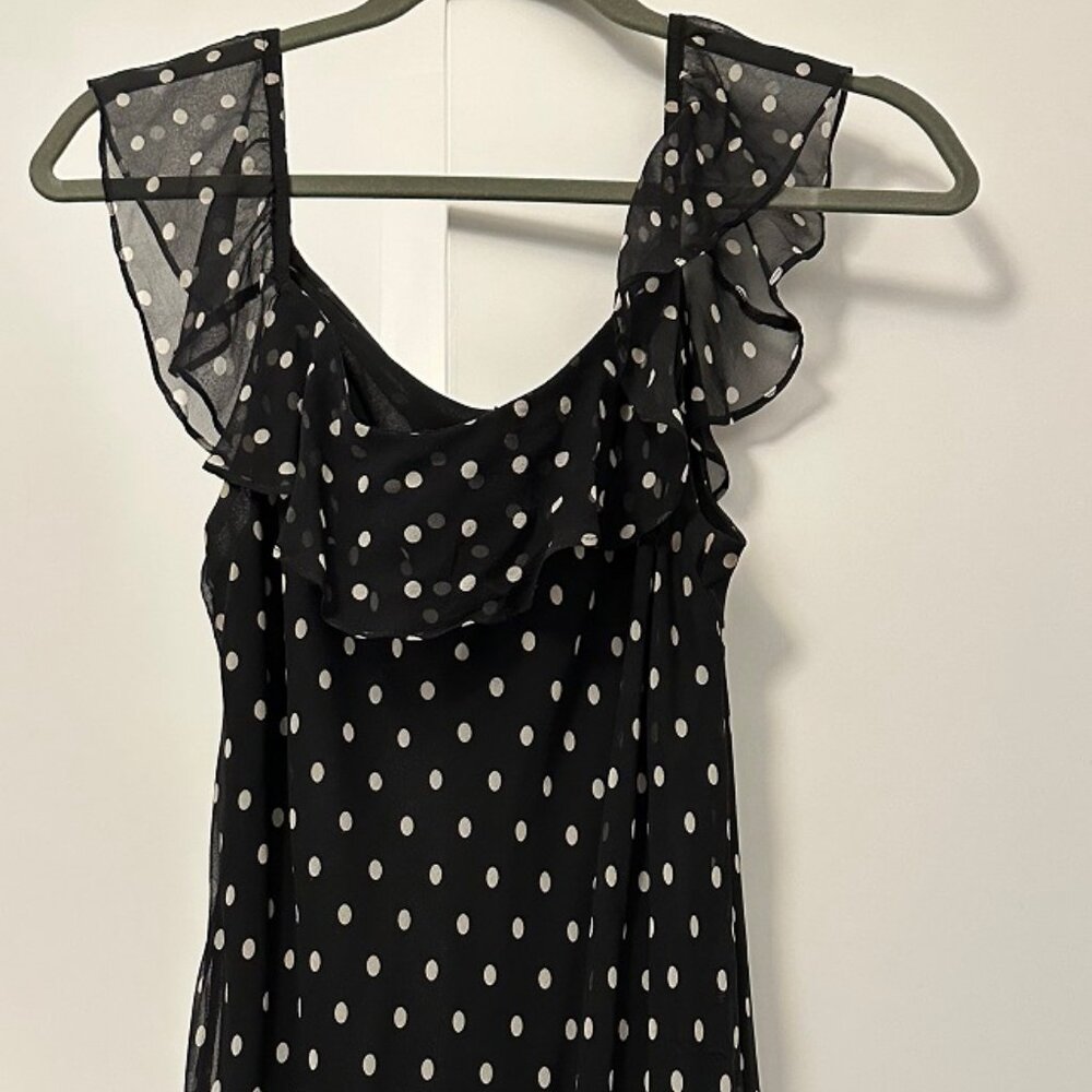 Laundry By Shelli Segal Black and White Polka Dot Midi Dress